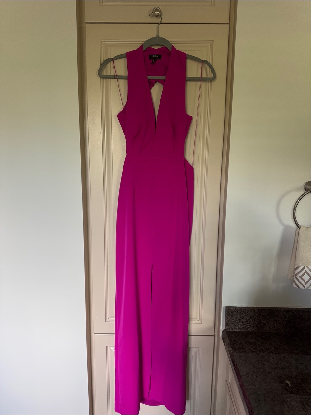 bebe Hot Pink One-Shoulder Maxi Dress